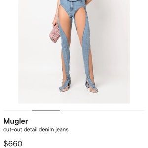 Mugler mesh denim pants size medium fit like small top not included